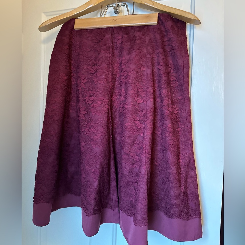 Elegant Lace A-Line Skirt - Burgundy